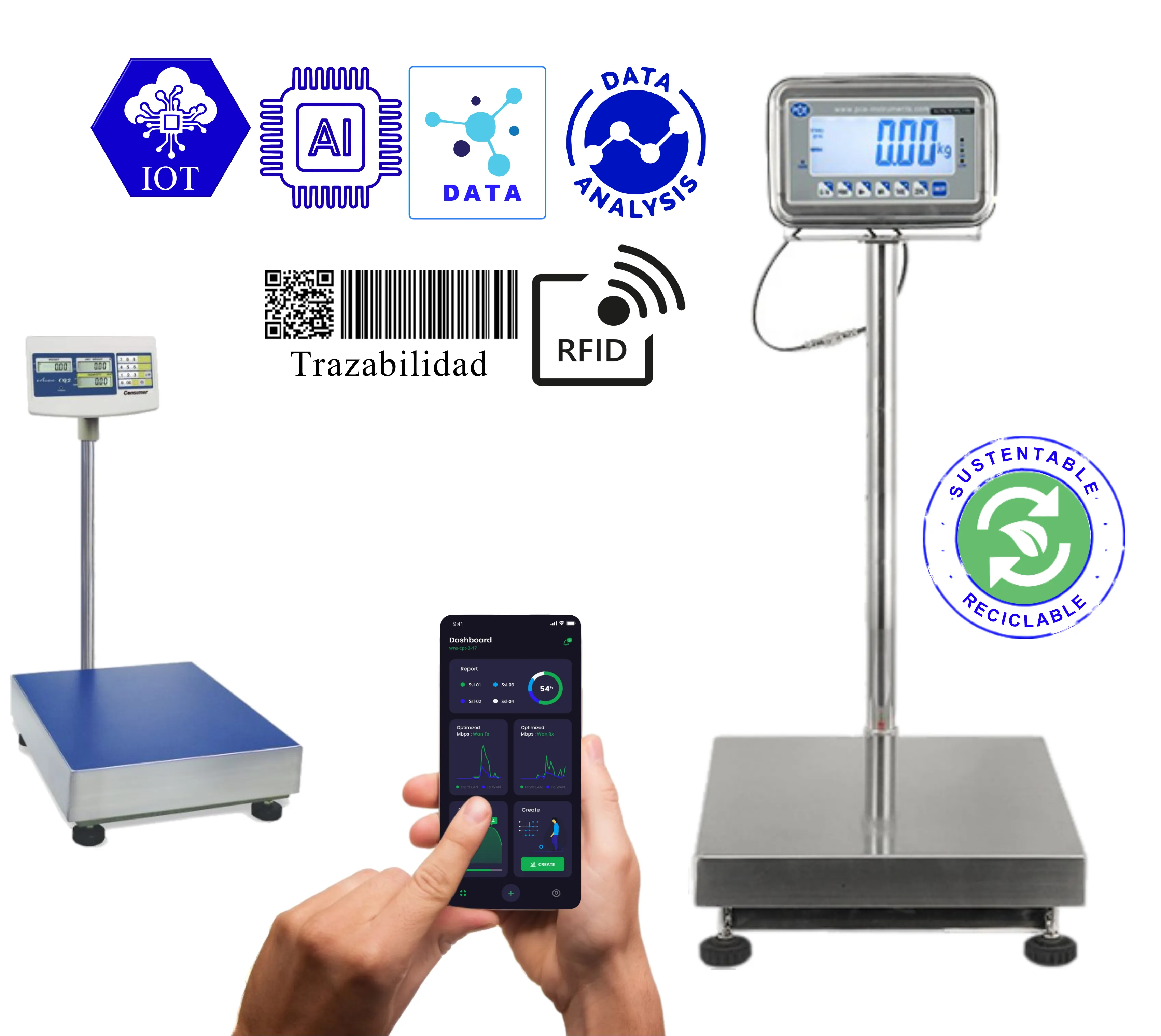 balanza sobre piso acero inoxidable industria alimentos